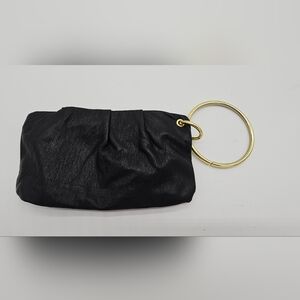 T-Shirt & Jeans Black Clutch with Gold Accents